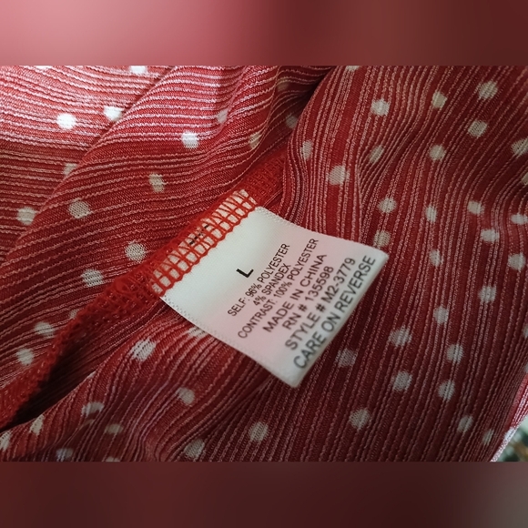 Cure Large Red & White Polka Dot Ruffle Blouse Feminine - Picture 6 of 6